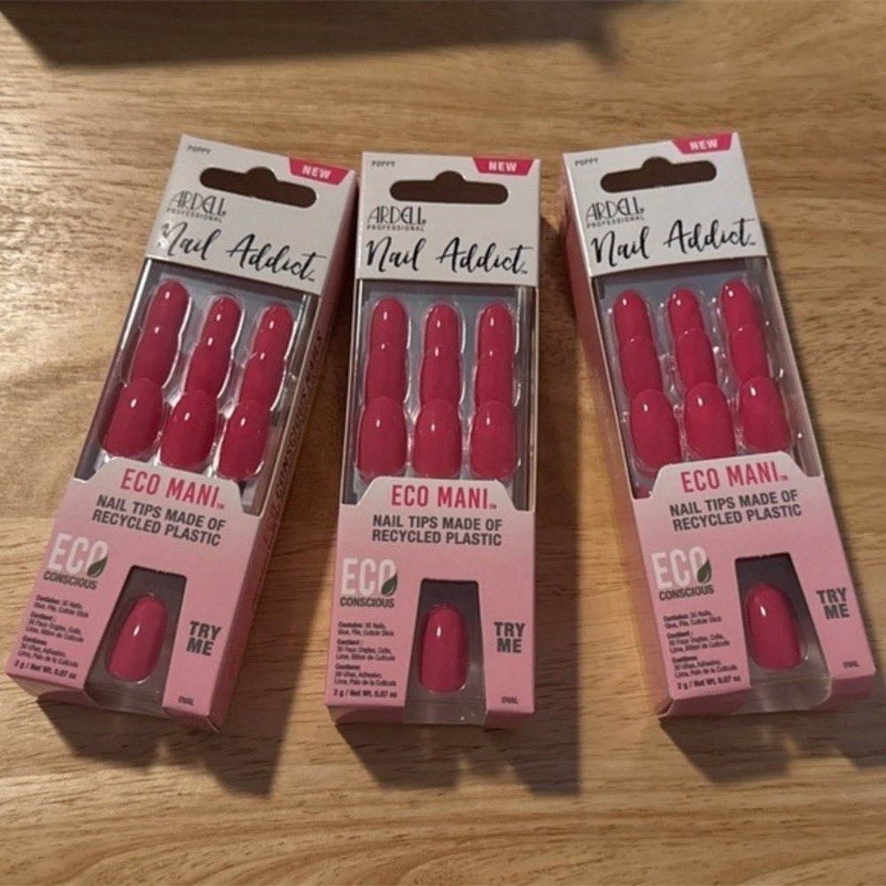 Ardell Nail Addict Eco Mani Nail Tips Poppy Pink Oval 30 Count 3 Pack 58636 - Picture 6 of 14